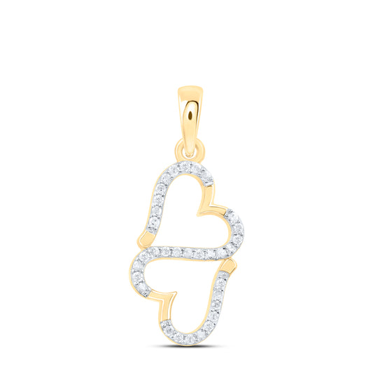Yellow-tone Sterling 1/8 Cttw Natural Diamond Heart Pendant