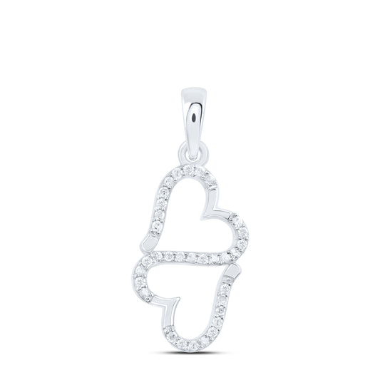 Sterling Silver 1/8 Cttw Natural Diamond Heart Pendant