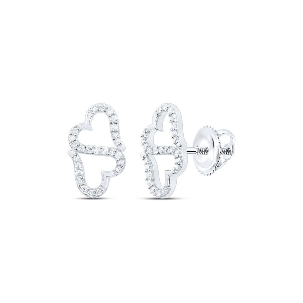 Sterling Silver Natural Diamond Heart Earring