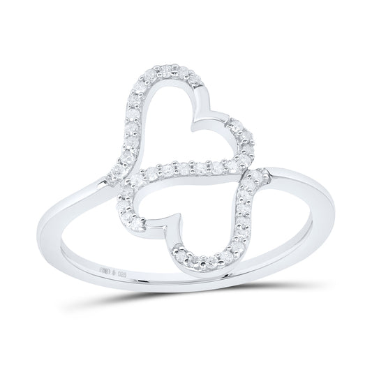 Sterling Silver 1/8 Cttw Natural Diamond Heart Wedding Engagement Anniversary Ring, Women Size: 5-9