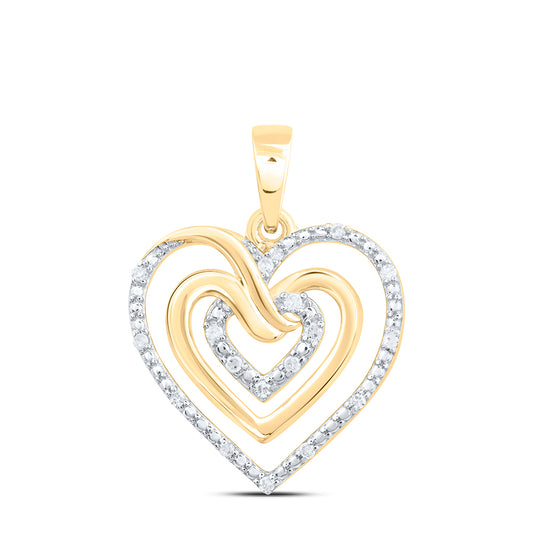 Yellow-tone Sterling 1/20 Cttw Natural Diamond Heart Pendant