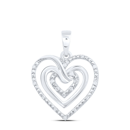 Sterling Silver 1/20 Cttw Natural Diamond Heart Pendant