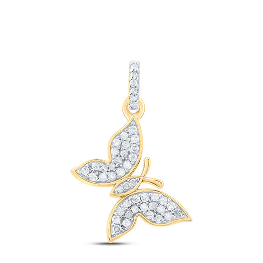 Yellow-tone Sterling 1/5 Cttw Natural Diamond Butterfly Pendant