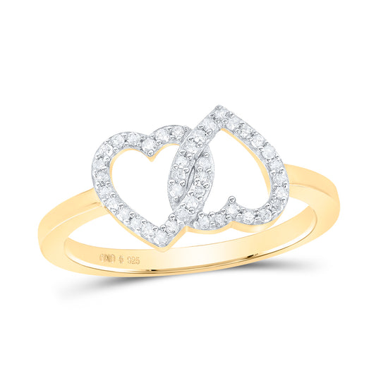 Yellow-tone Sterling 1/6 Cttw Natural Diamond Heart Wedding Engagement Anniversary Ring, Women Size: 5-9
