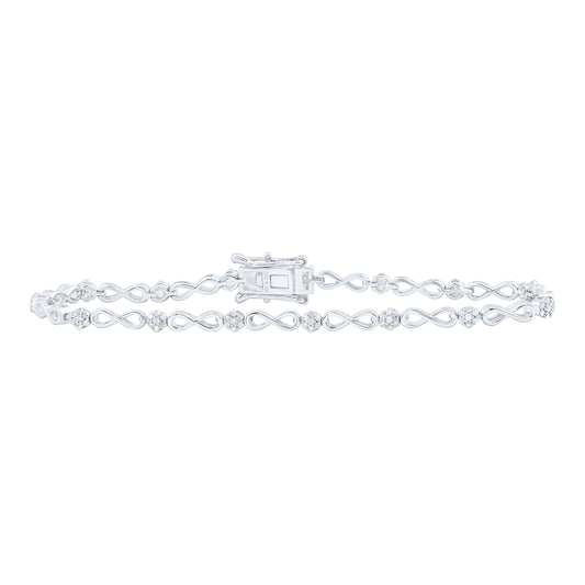 Sterling Silver 1/2 Cttw Natural Diamond Infinity Bracelet, Length: 7 Inch