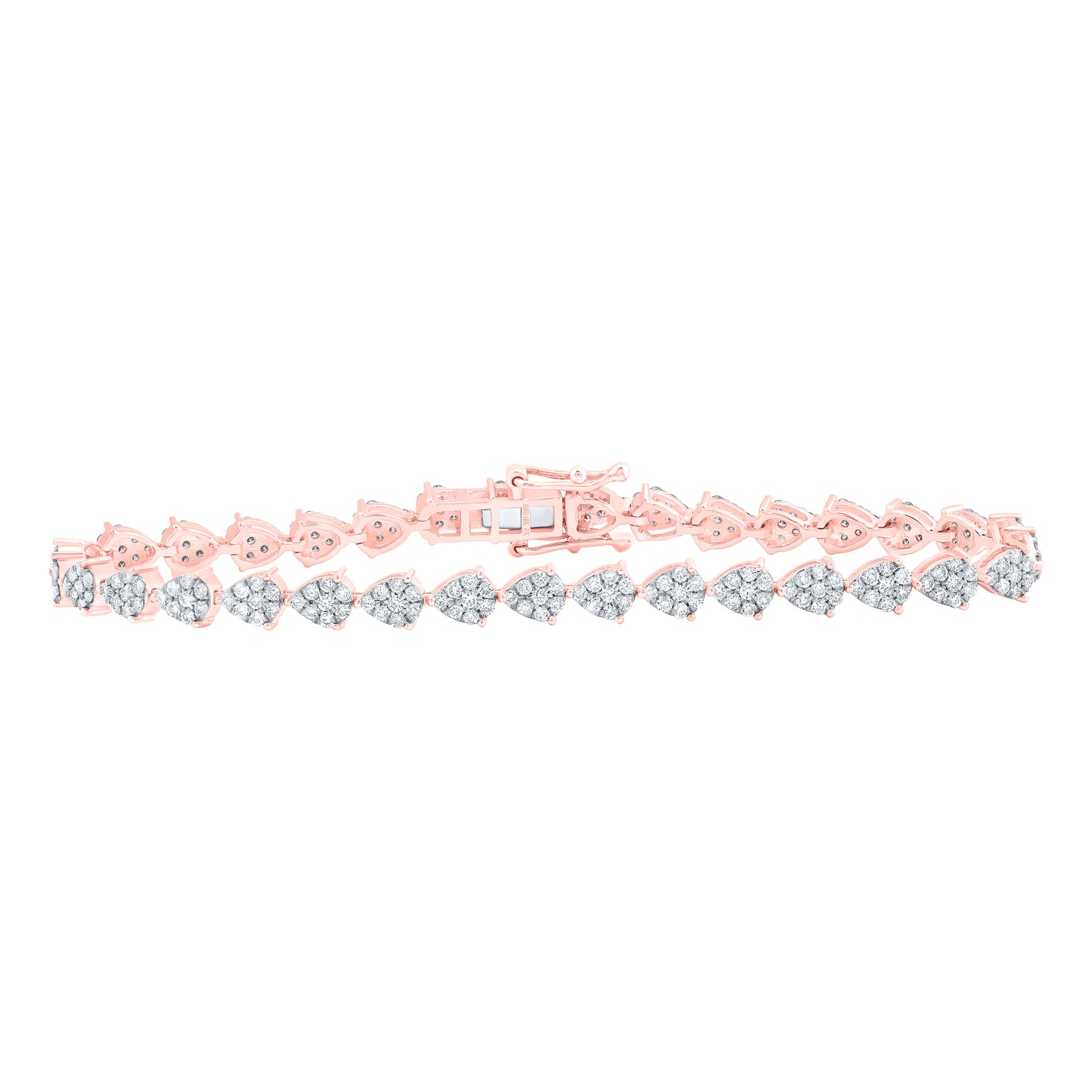 10kt Rose Gold 2 Cttw Diamond Pear Shape Fashion Bracelet, Length: 7 Inch