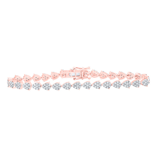 10kt Rose Gold 2 Cttw Diamond Pear Shape Fashion Bracelet, Length: 7 Inch