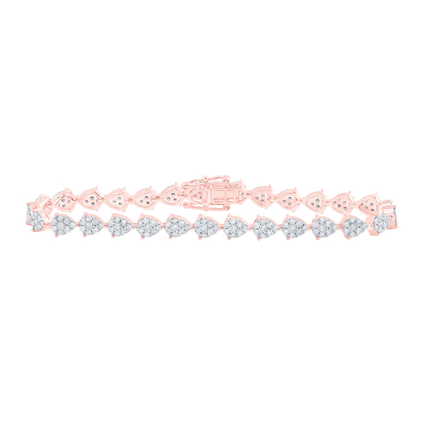 10kt Rose Gold 2 3/8 Cttw Diamond Pear Shape Fashion Bracelet, Length: 7 Inch