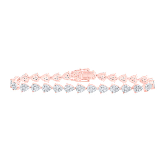 10kt Rose Gold 2 3/8 Cttw Diamond Pear Shape Fashion Bracelet, Length: 7 Inch