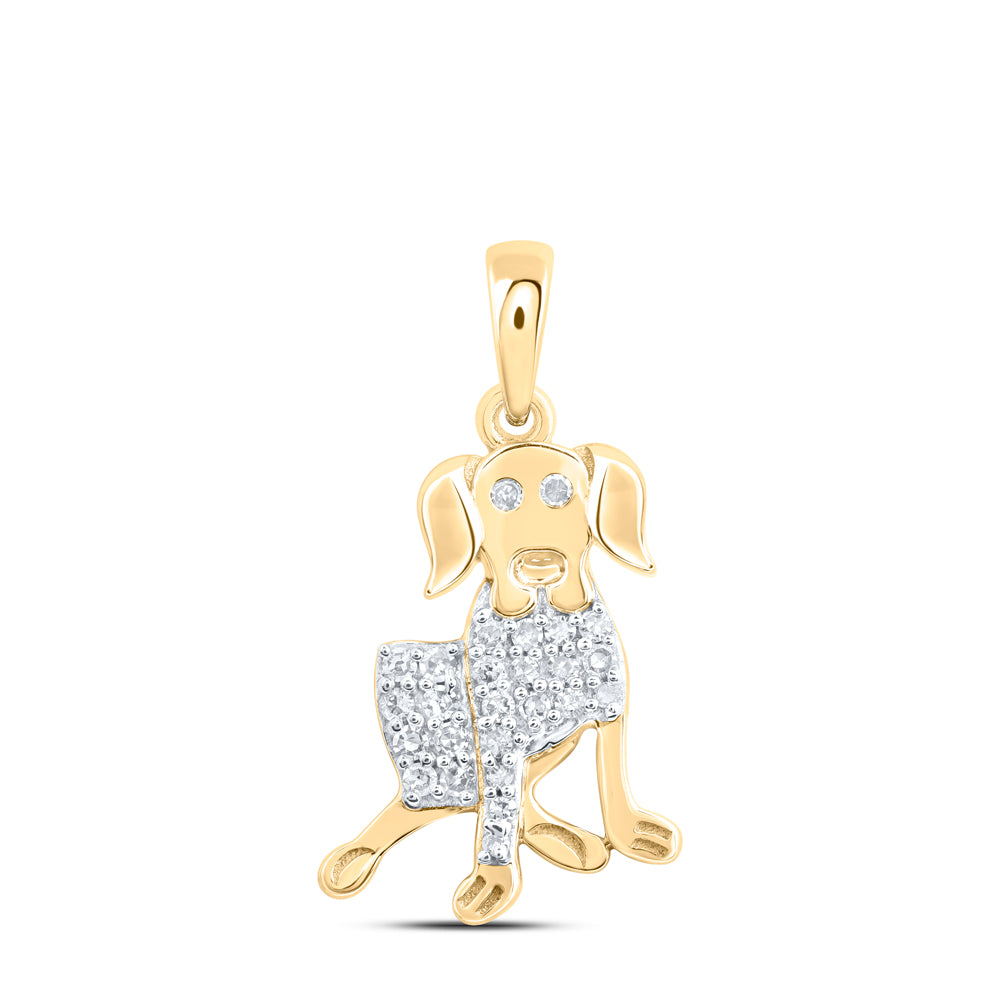 10kt Yellow Or White Gold Natural Diamond Dog Pendant