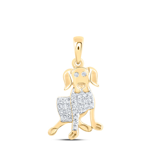 10kt Yellow Or White Gold Natural Diamond Dog Pendant