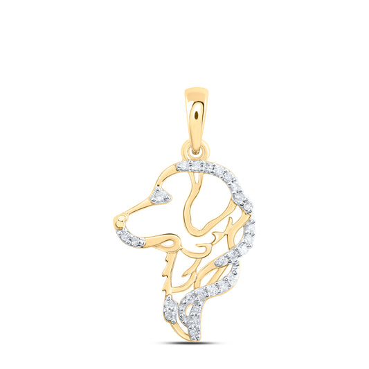 10kt Yellow Or Rose Gold Natural Diamond Dog Pendant