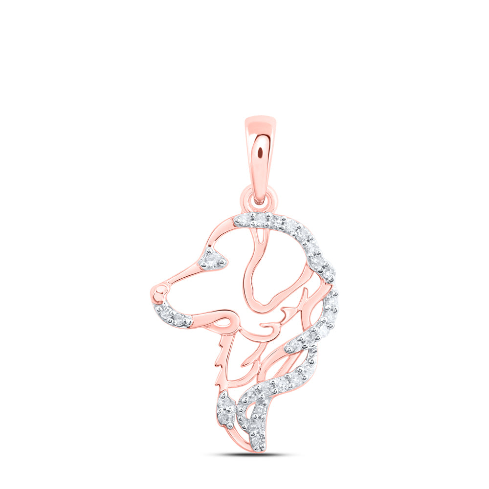 10kt Yellow Or Rose Gold Natural Diamond Dog Pendant