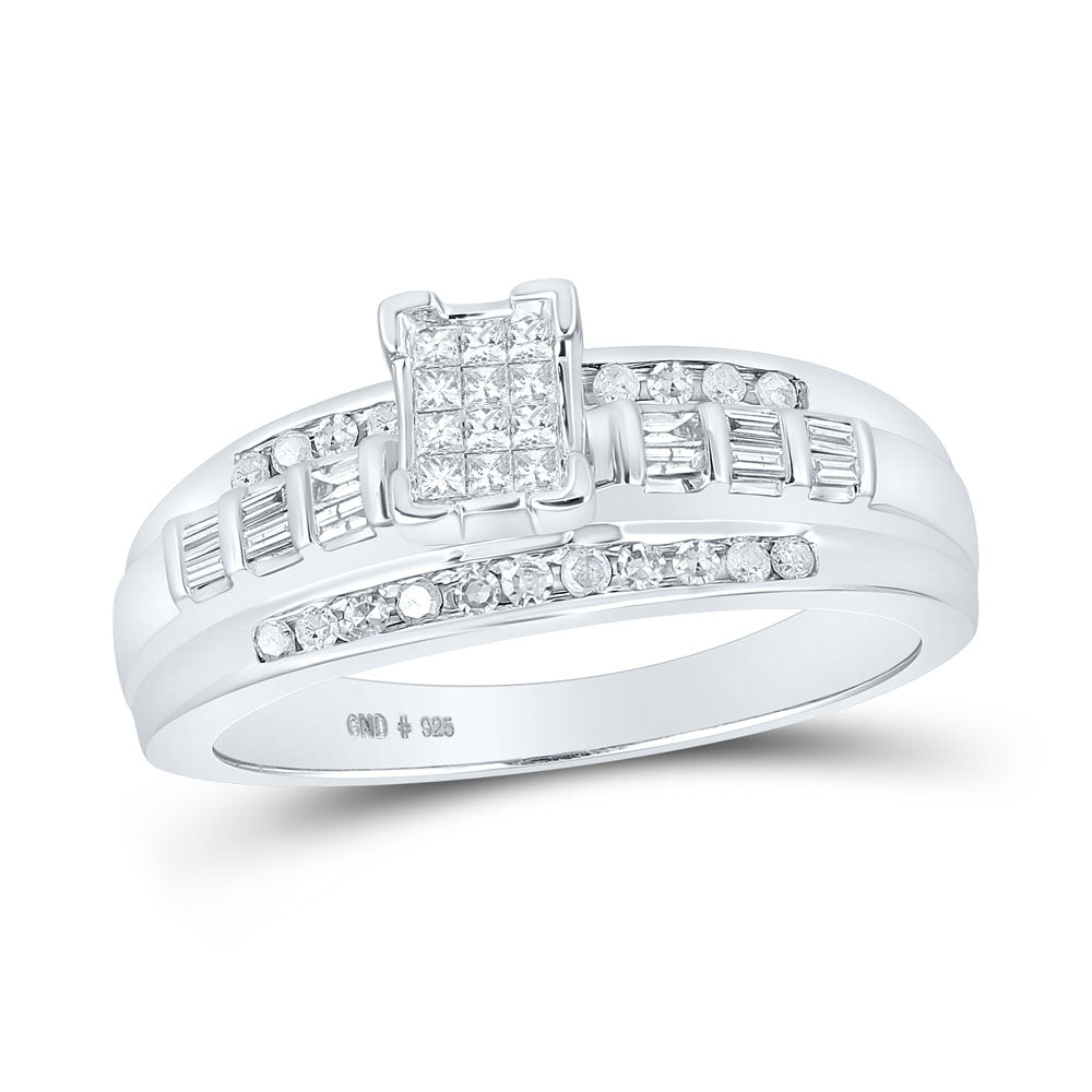 Sterling Silver 1/3 Cttw Diamond Invisible Cindy Wedding Engagement Anniversary Ring, Women Size: 5-9