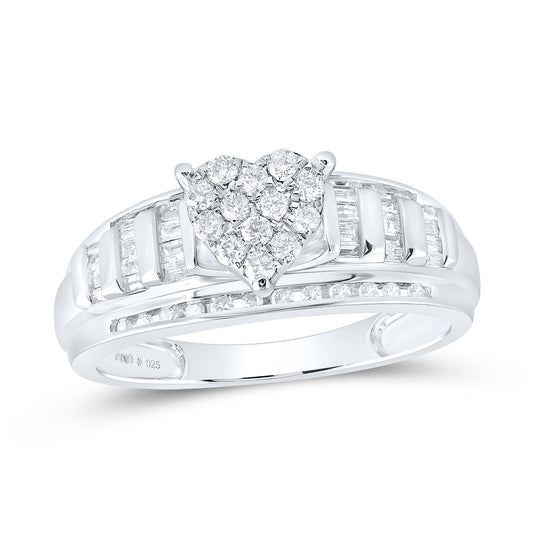 Sterling Silver 1/2 Cttw Diamond Bridal Wedding Engagement Anniversary Ring, Women Size: 5-9