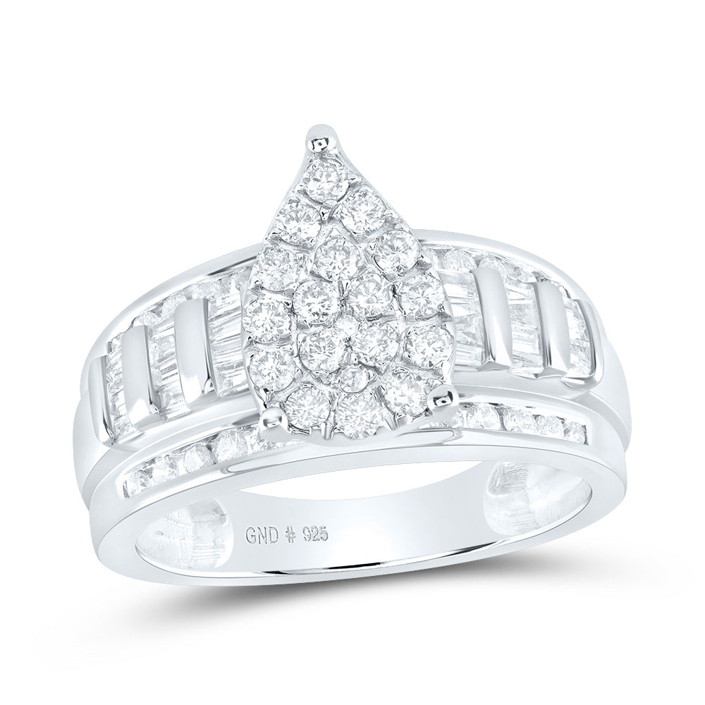 Sterling Silver 1 Cttw Wedding Engagement Anniversary Diamond Ring, Women Size: 5-9