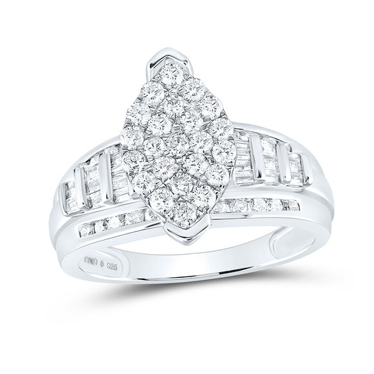 Sterling Silver White-Tone 1 Ctw Diamond Fashion Ring, Womens Size: 5-9