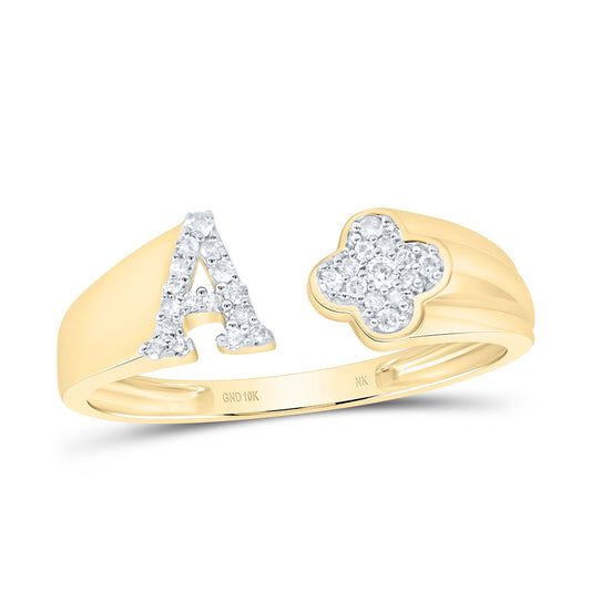 10kt Yellow Or White Gold Natural Diamond Initial Ladies Wedding Engagement Anniversary Ring