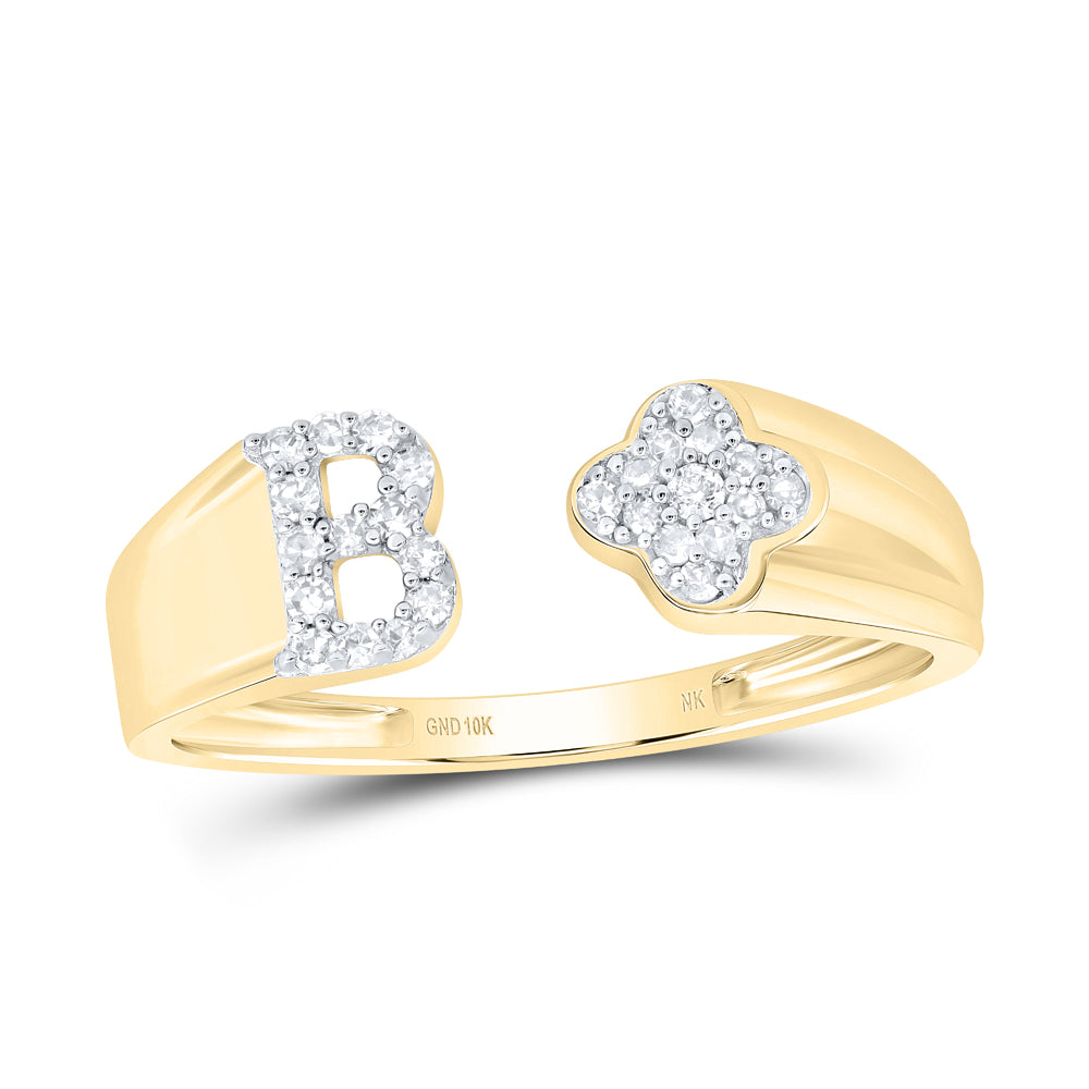10kt Yellow Or White Gold Natural Diamond Initial Ladies Wedding Engagement Anniversary Ring