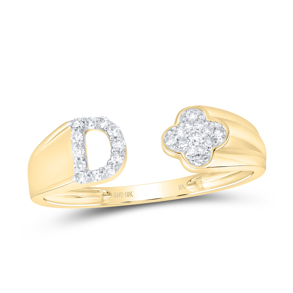 10kt Yellow Or White Gold Natural Diamond Initial Ladies Wedding Engagement Anniversary Ring