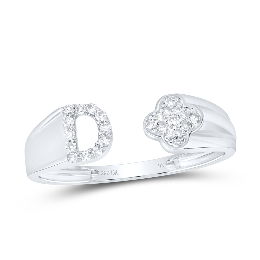 10K White Gold 1/10Ctw Natural Diamond Gift Initial "C" Ladies Ring