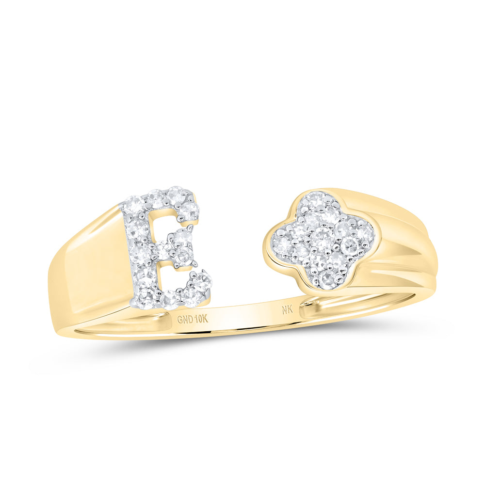 10kt Yellow Or White Gold Natural Diamond Initial Ladies Wedding Engagement Anniversary Ring