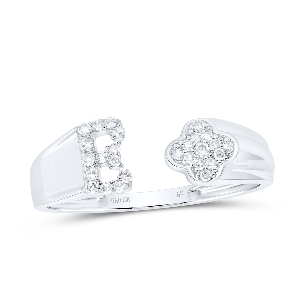 10kt Yellow Or White Gold Natural Diamond Initial Ladies Wedding Engagement Anniversary Ring