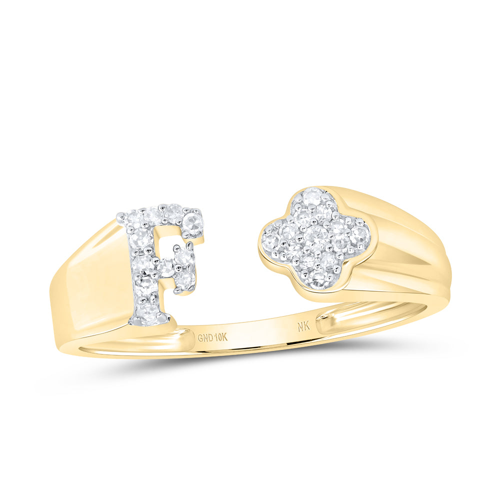 10kt Yellow Or White Gold Natural Diamond Initial Ladies Wedding Engagement Anniversary Ring
