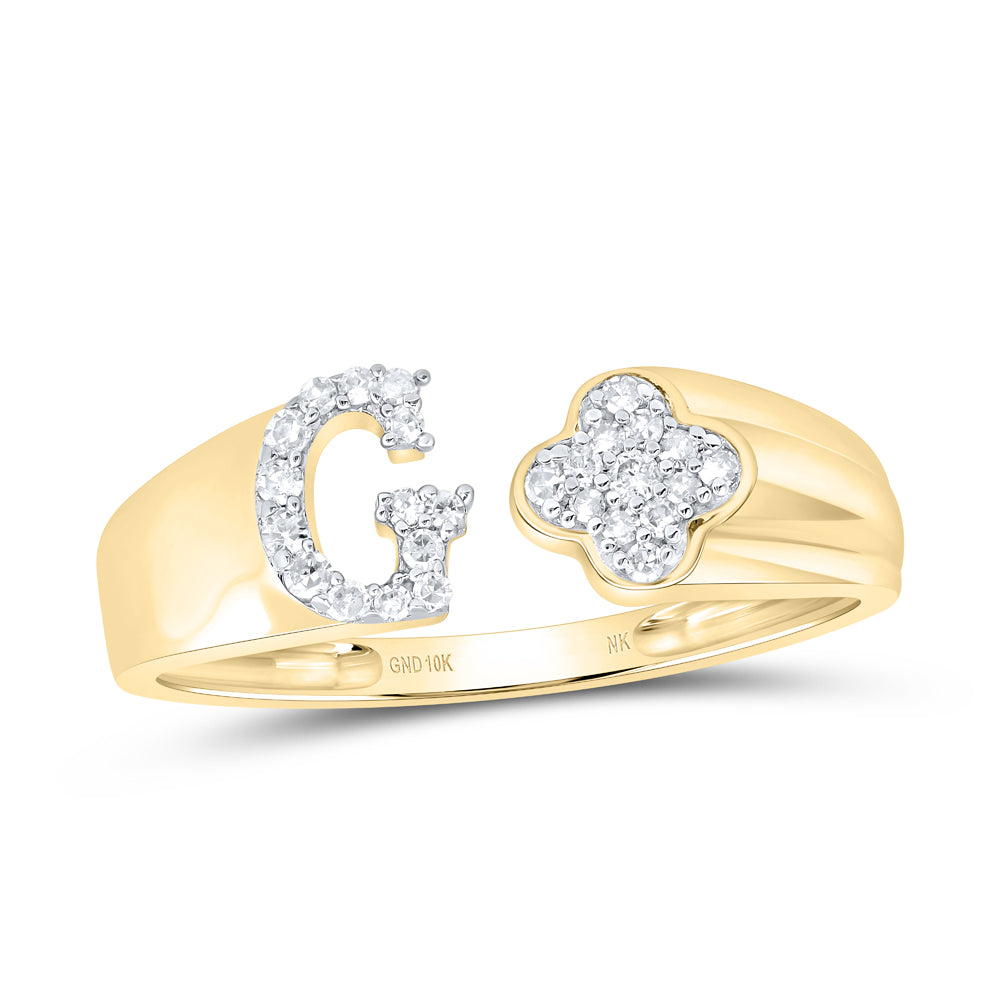 10kt Yellow Or White Gold Natural Diamond Initial Ladies Wedding Engagement Anniversary Ring