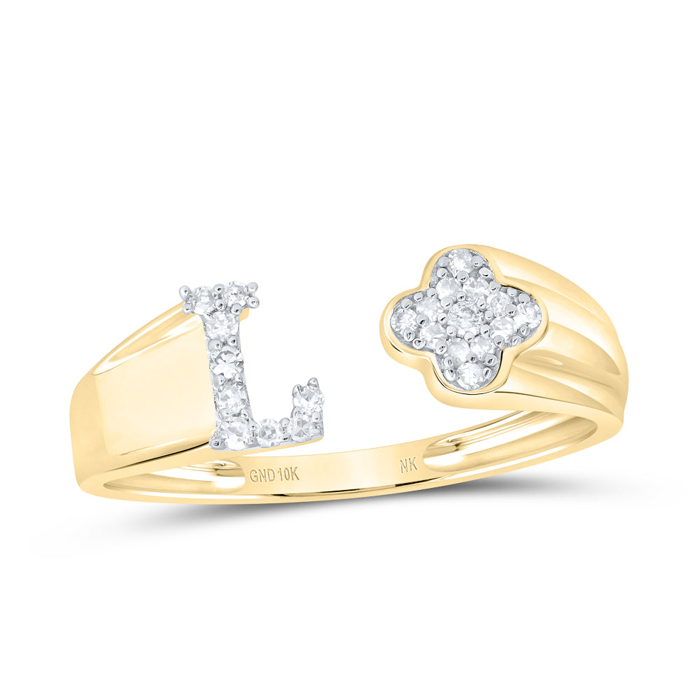 10kt Yellow Or White Gold Natural Diamond Initial Ladies Wedding Engagement Anniversary Ring