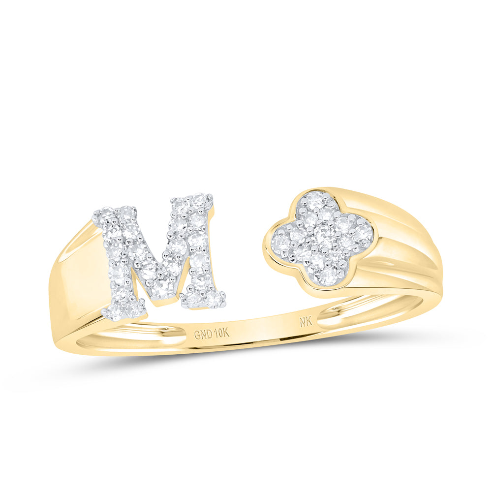 10kt Yellow Or White Gold Natural Diamond Initial Ladies Wedding Engagement Anniversary Ring