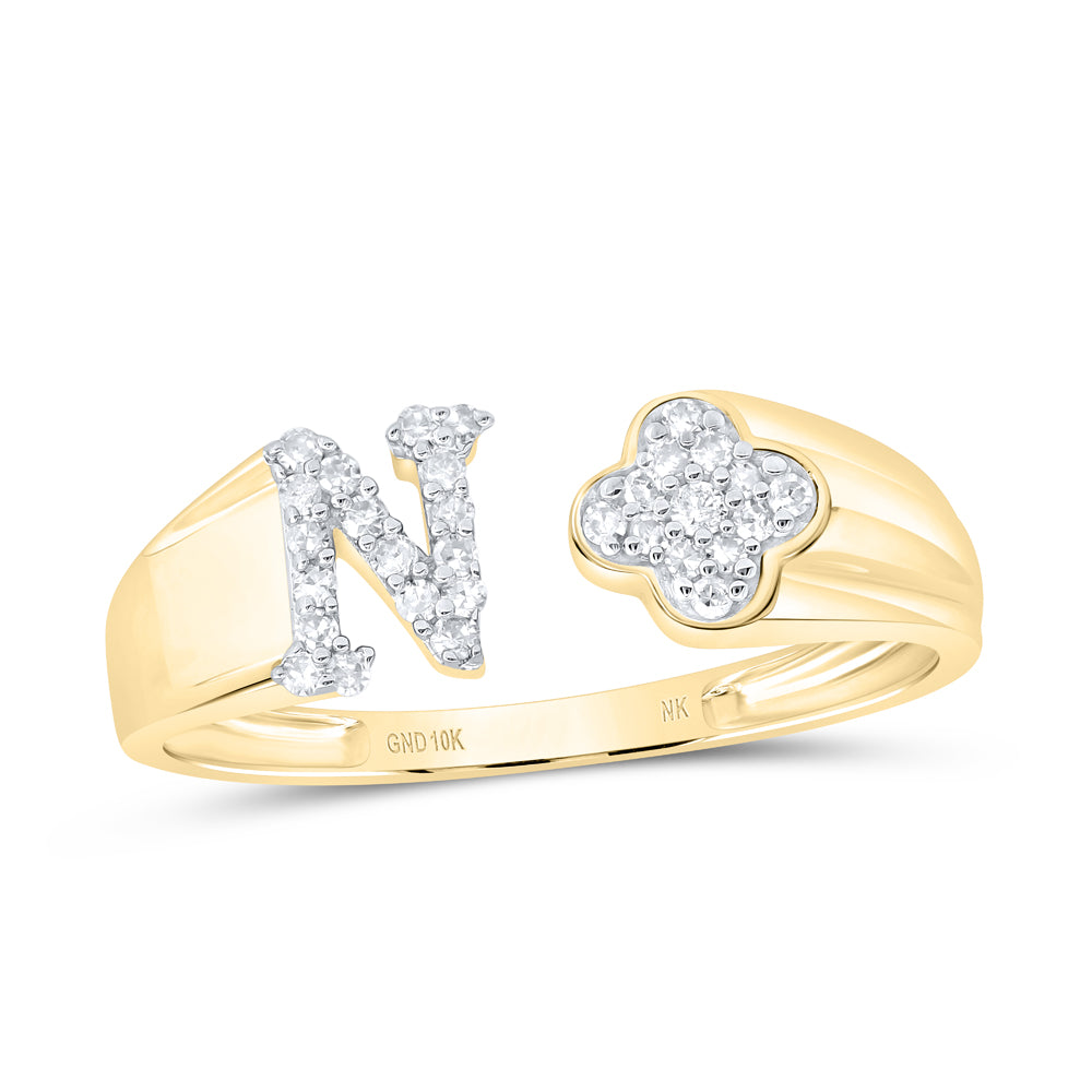 10kt Yellow Or White Gold Natural Diamond Initial Ladies Wedding Engagement Anniversary Ring