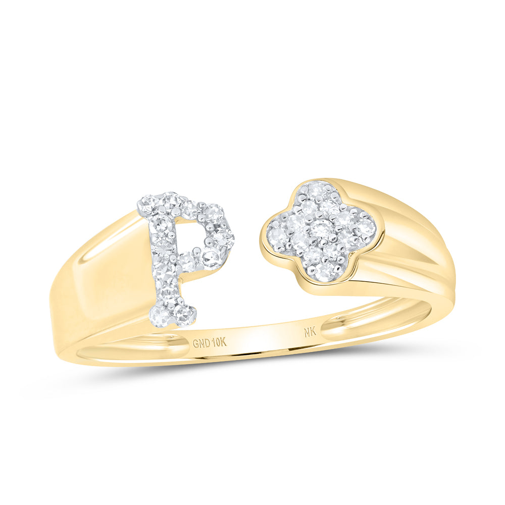 10K White Gold 1/10Ctw Natural Diamond Gift Initial "C" Ladies Ring