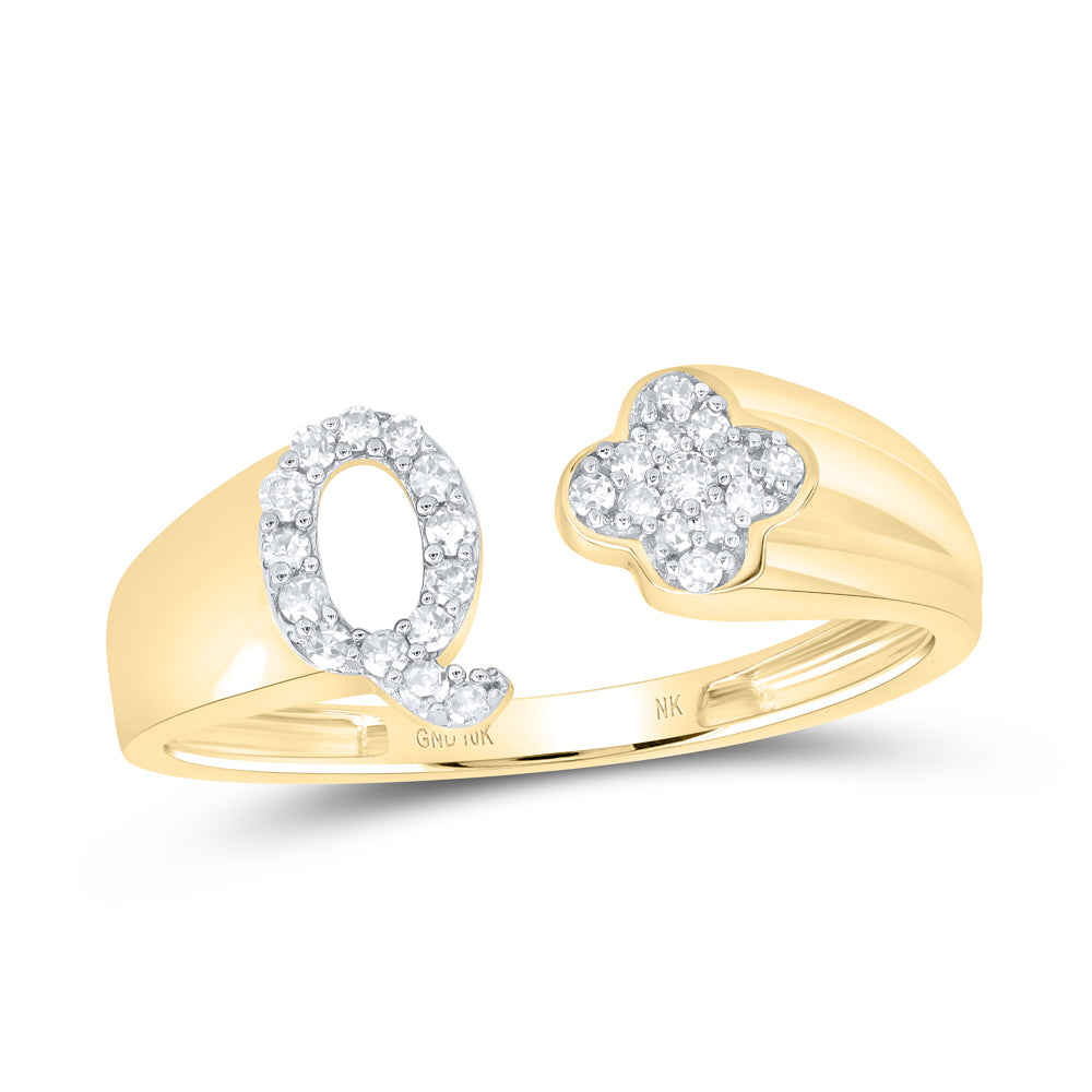 10kt Yellow Or White Gold Natural Diamond Initial Ladies Wedding Engagement Anniversary Ring