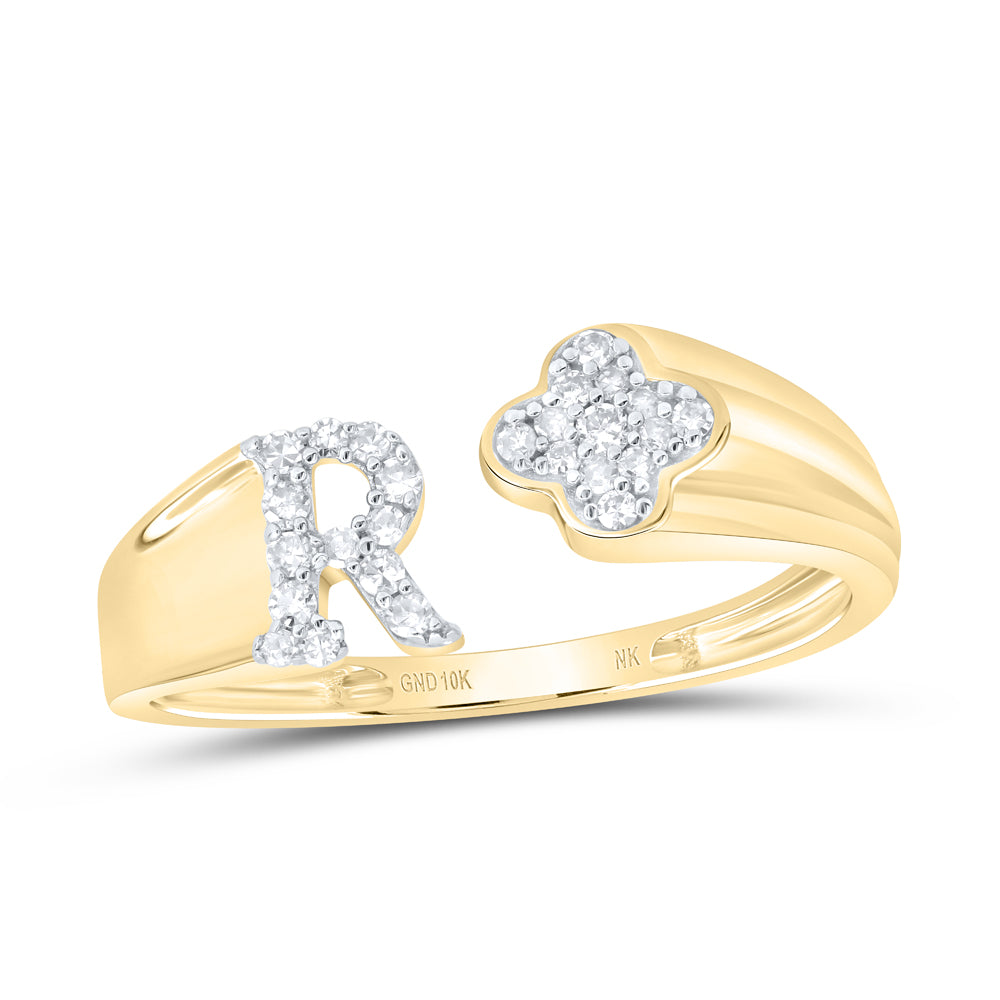 10kt Yellow Or White Gold Natural Diamond Initial Ladies Wedding Engagement Anniversary Ring