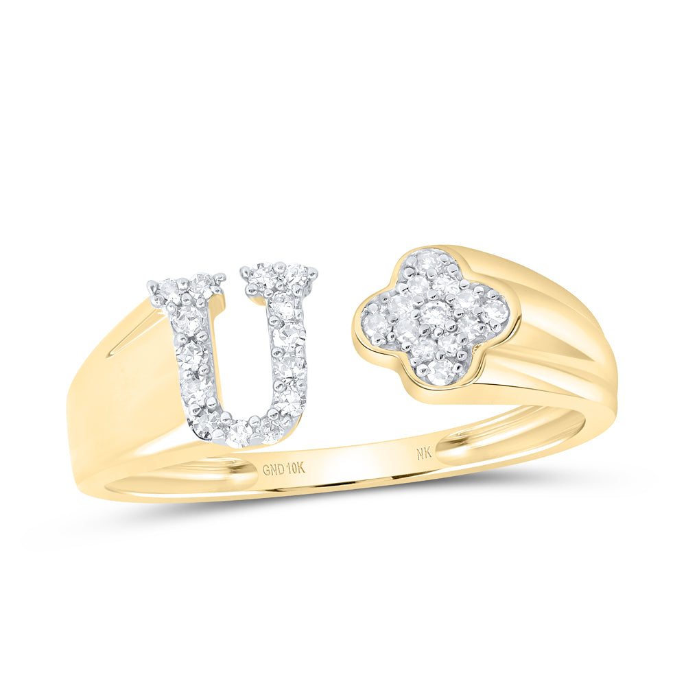 10kt Yellow Or White Gold Natural Diamond Initial Ladies Wedding Engagement Anniversary Ring
