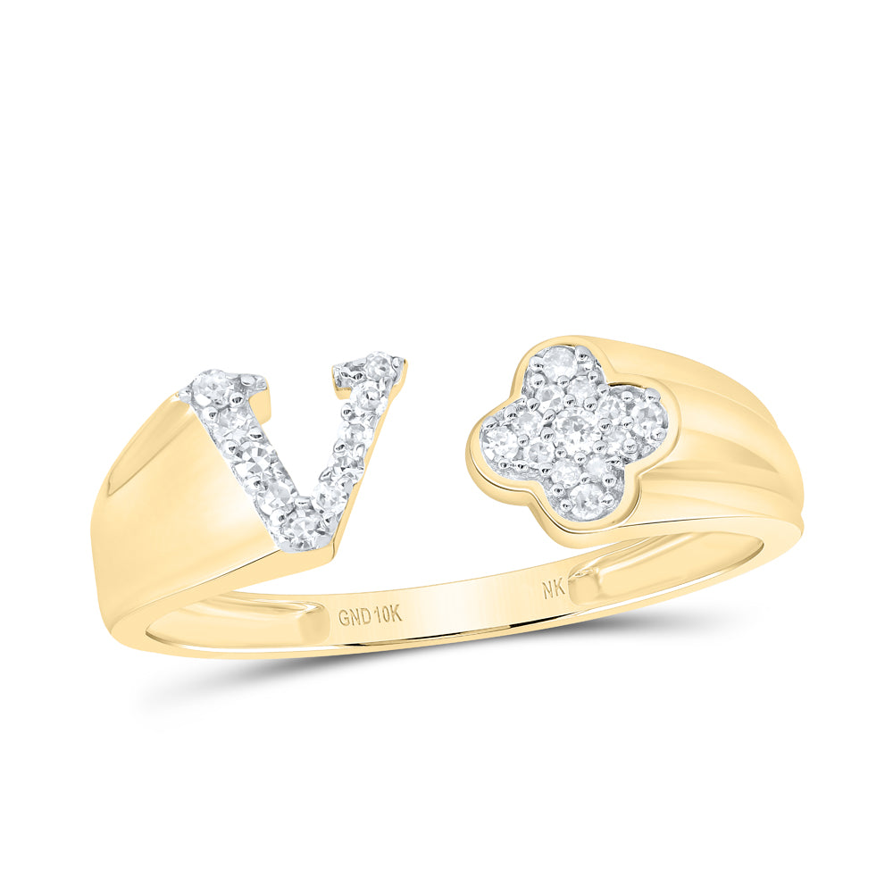 10kt Yellow Or White Gold Natural Diamond Initial Ladies Wedding Engagement Anniversary Ring