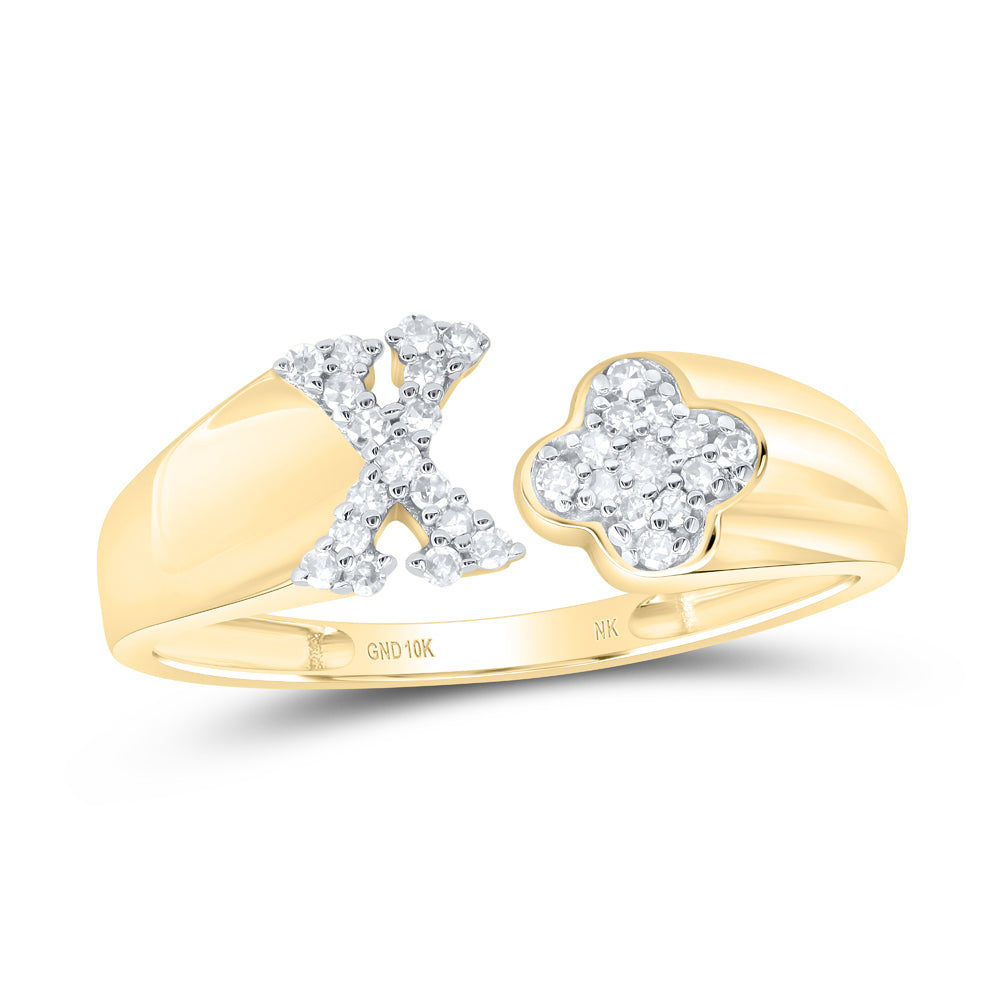 10kt Yellow Or White Gold Natural Diamond Initial Ladies Wedding Engagement Anniversary Ring