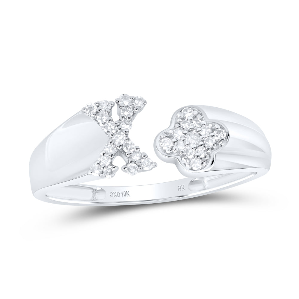 10kt Yellow Or White Gold Natural Diamond Initial Ladies Wedding Engagement Anniversary Ring