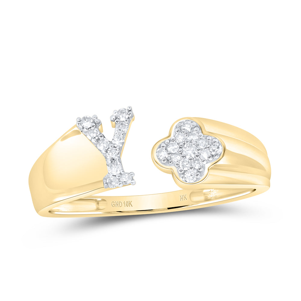 10kt Yellow Or White Gold Natural Diamond Initial Ladies Wedding Engagement Anniversary Ring