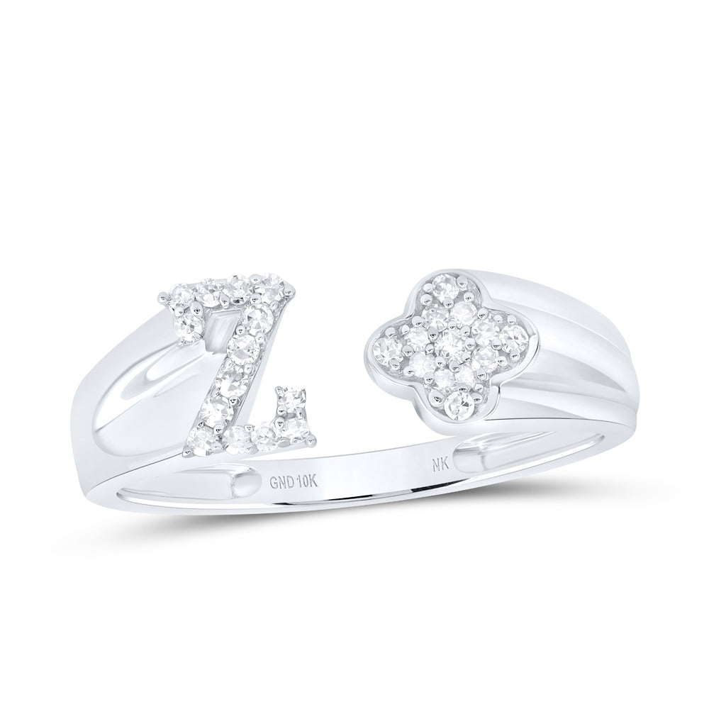 10kt Yellow Or White Gold Natural Diamond Initial Ladies Wedding Engagement Anniversary Ring