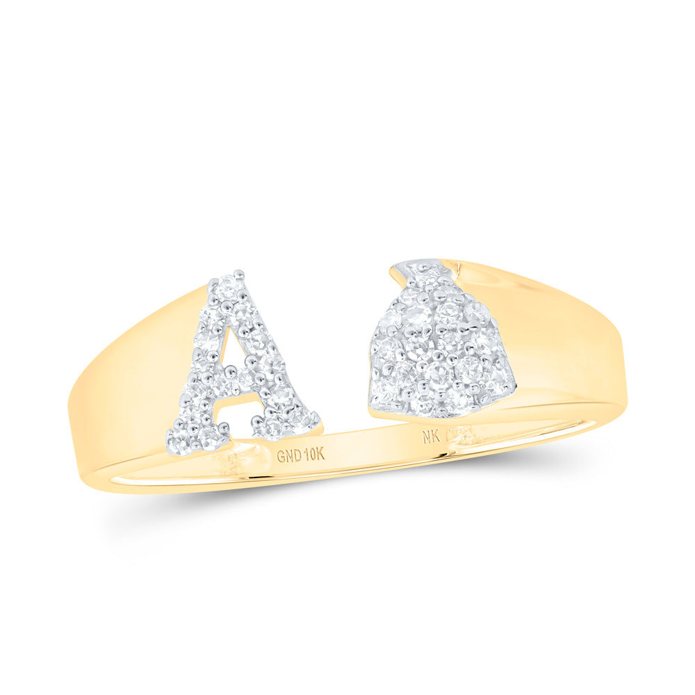 10kt Yellow Or White Gold Natural Diamond Initial Ladies Wedding Engagement Anniversary Ring