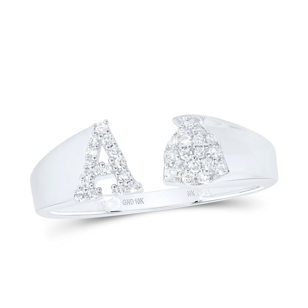 10kt Yellow Or White Gold Natural Diamond Initial Ladies Wedding Engagement Anniversary Ring