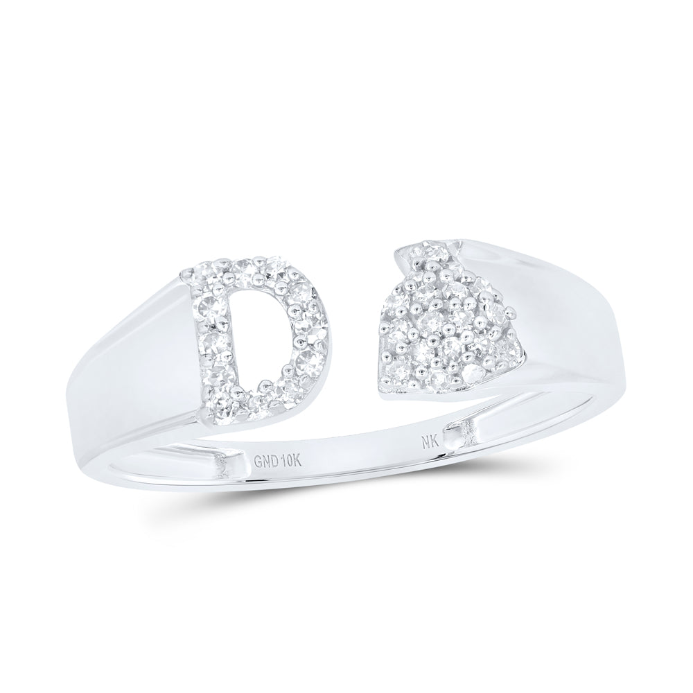 10kt Yellow Or White Gold Natural Diamond Initial Ladies Wedding Engagement Anniversary Ring