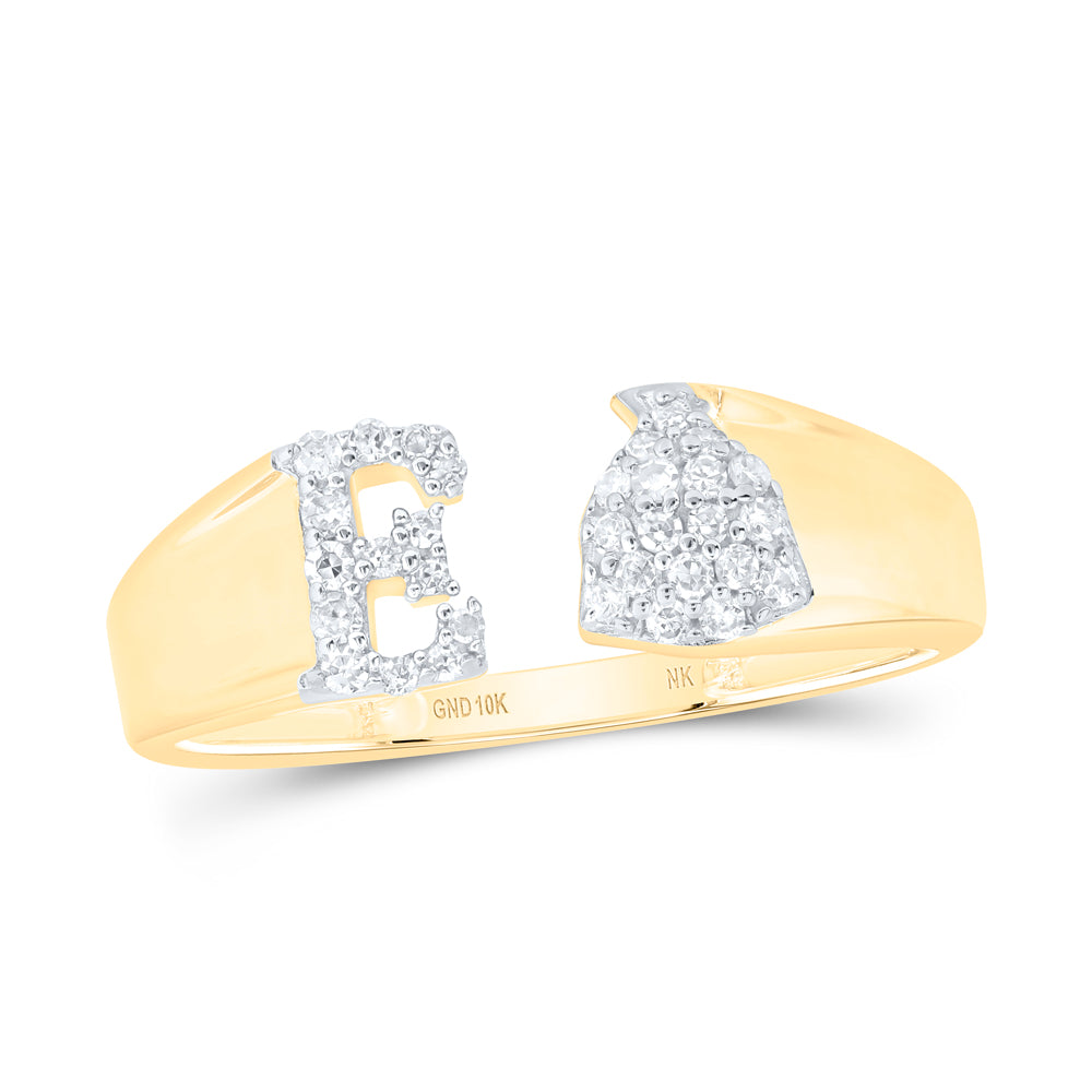 10kt Yellow Or White Gold Natural Diamond Initial Ladies Wedding Engagement Anniversary Ring