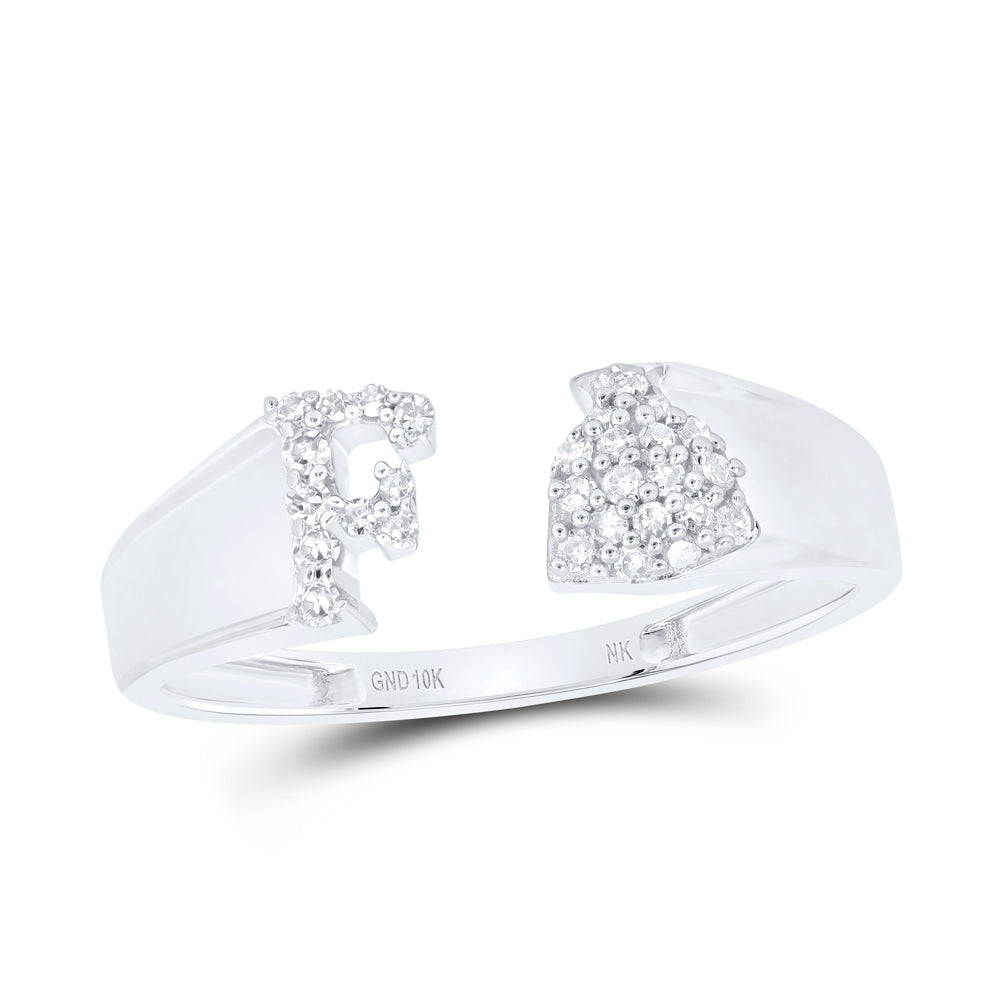 10kt Yellow Or White Gold Natural Diamond Initial Ladies Wedding Engagement Anniversary Ring