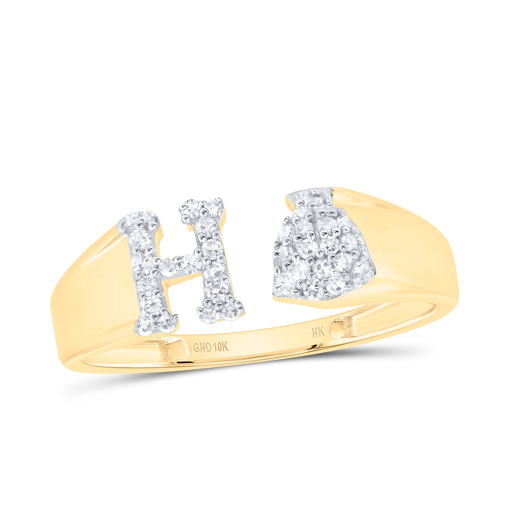 10kt Yellow Or White Gold Natural Diamond Initial Ladies Wedding Engagement Anniversary Ring