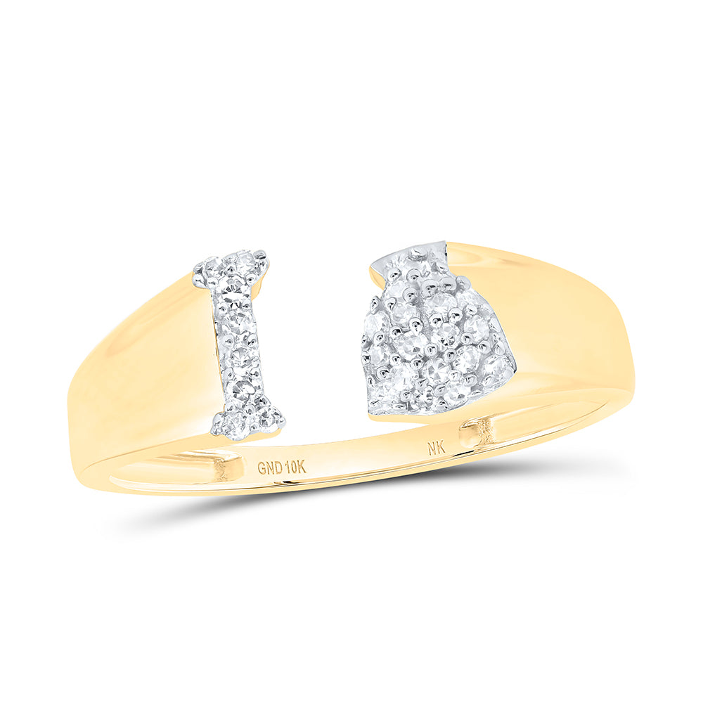 10kt Yellow Or White Gold Natural Diamond Initial Ladies Wedding Engagement Anniversary Ring