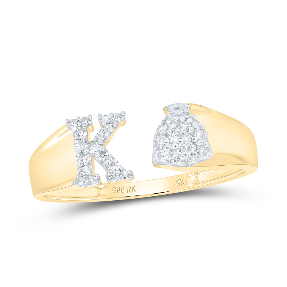 10kt Yellow Or White Gold Natural Diamond Initial Ladies Wedding Engagement Anniversary Ring