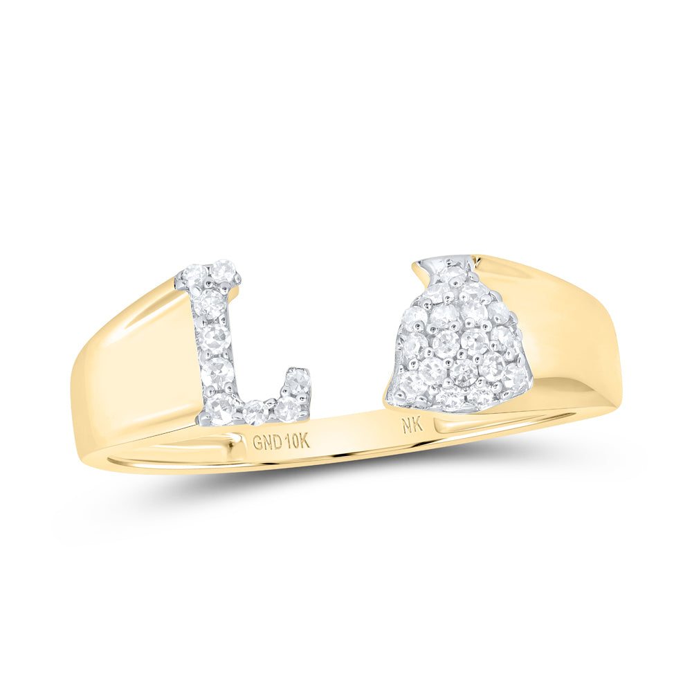 10kt Yellow Or White Gold Natural Diamond Initial Ladies Wedding Engagement Anniversary Ring